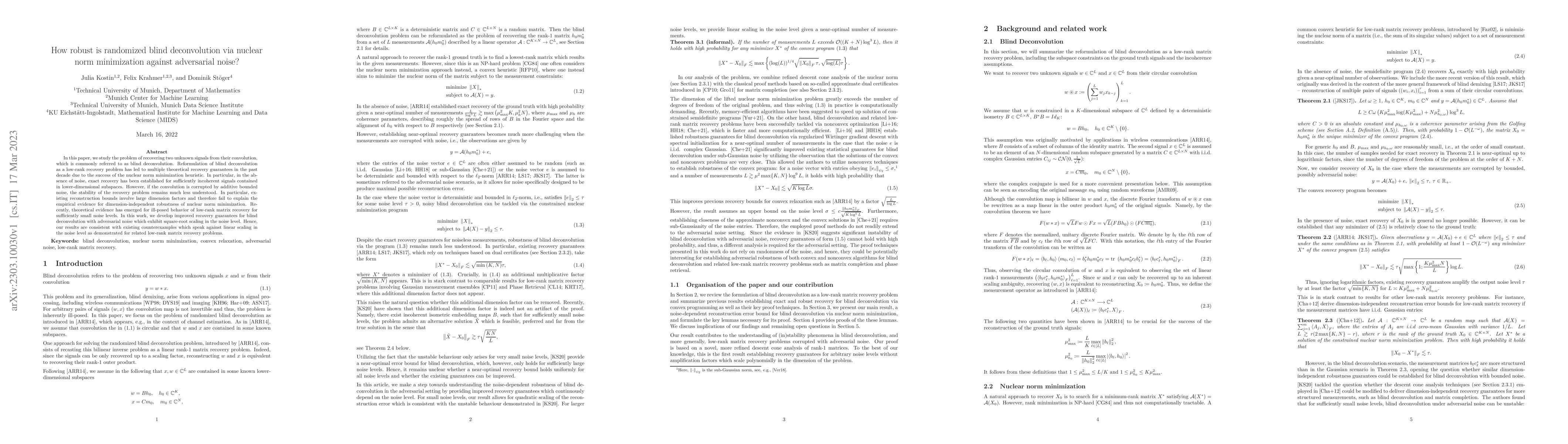 Thumbnail for How robust is randomized blind deconvolution via nuclear norm
  minimization against adversarial noise?
