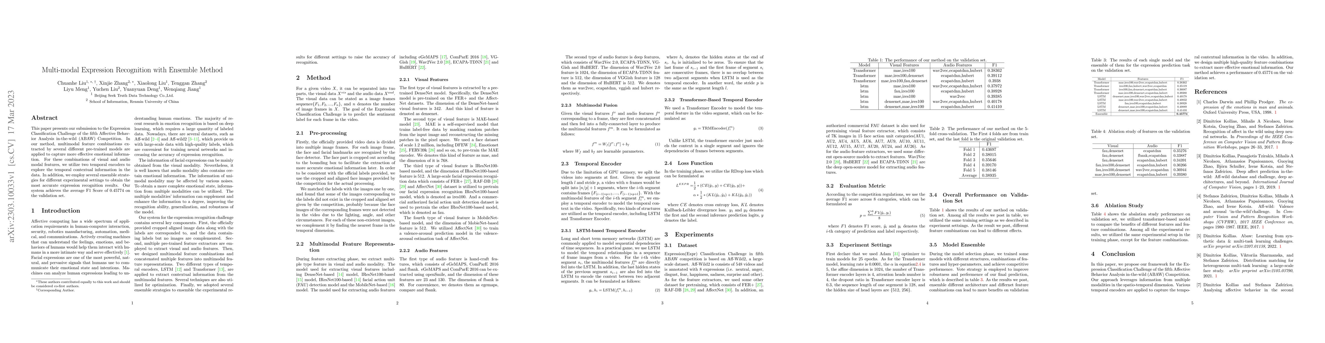 Thumbnail for Multi-modal Expression Recognition with Ensemble Method