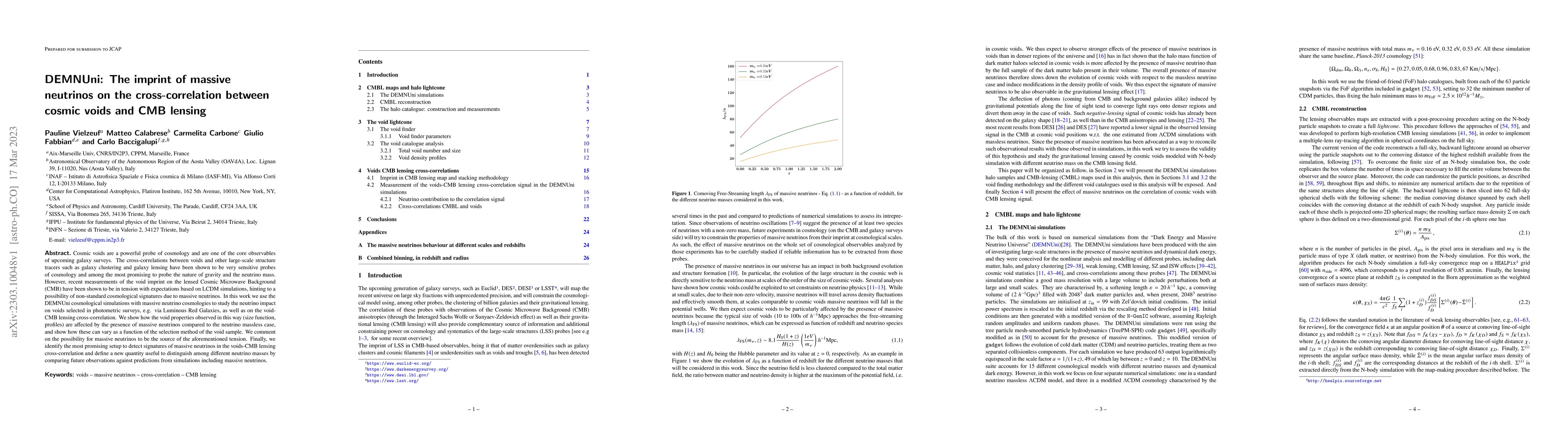 Thumbnail for DEMNUni: The imprint of massive neutrinos on the cross-correlation
  between cosmic voids and CMB lensing