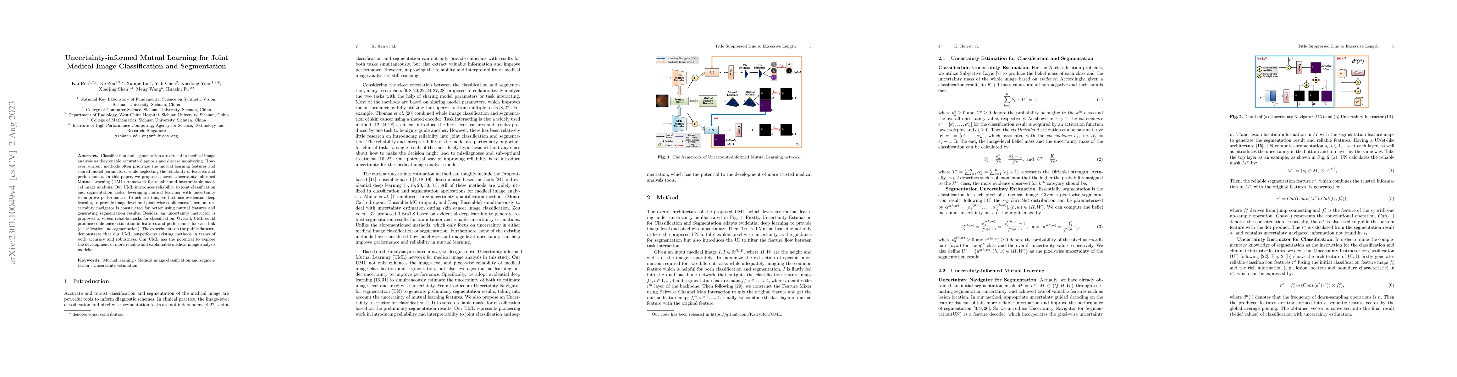Thumbnail for Uncertainty-informed Mutual Learning for Joint Medical Image
  Classification and Segmentation