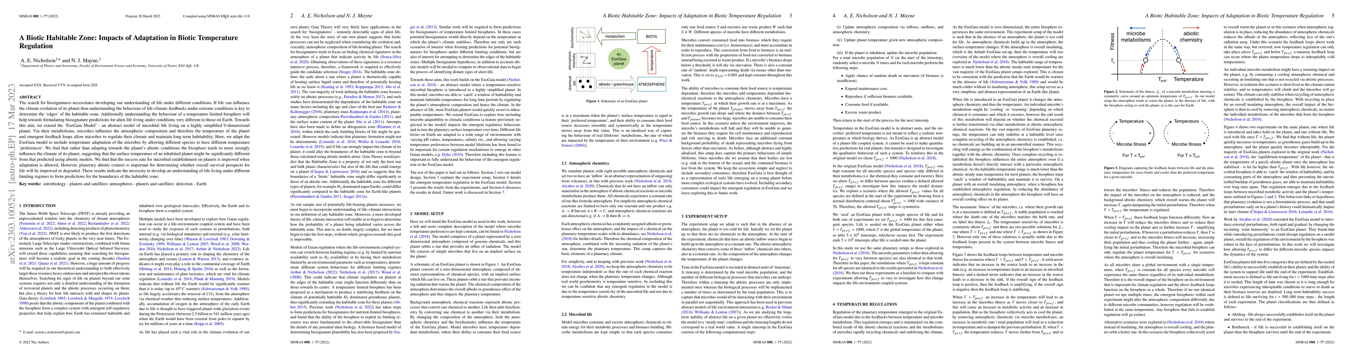 Thumbnail for A Biotic Habitable Zone: Impacts of Adaptation in Biotic Temperature
  Regulation