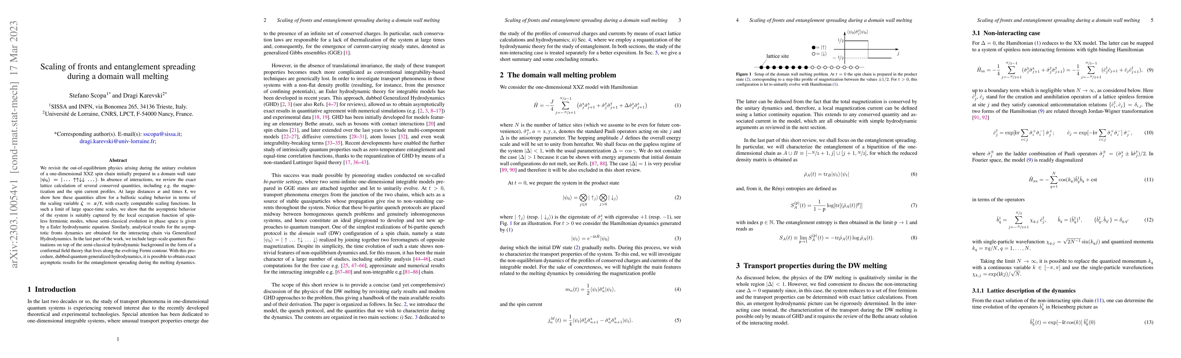 Thumbnail for Scaling of fronts and entanglement spreading during a domain wall
  melting