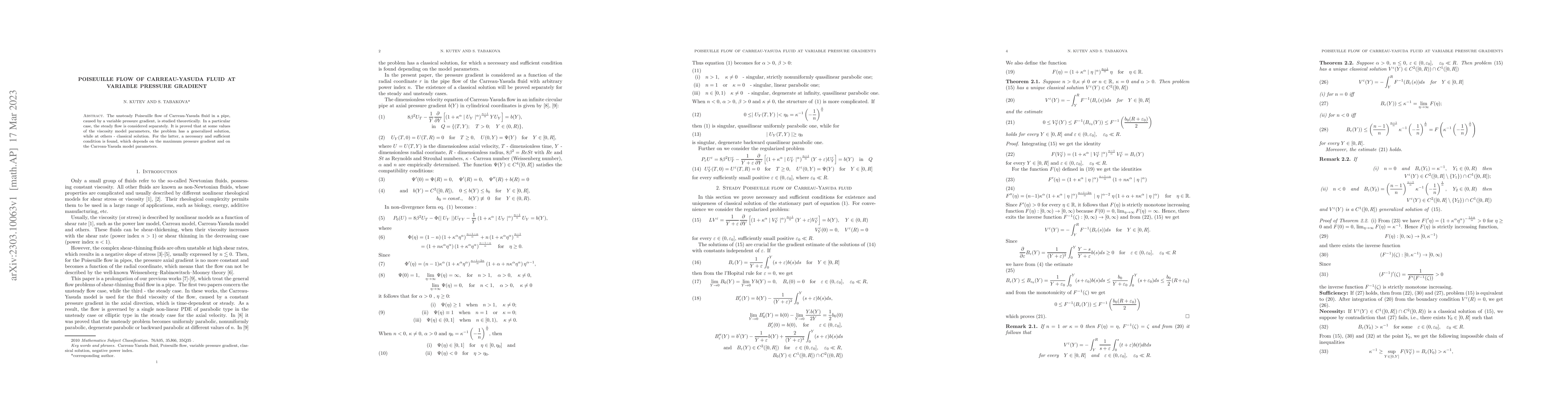 Thumbnail for Poiseuille Flow of Carreau-Yasuda Fluid at Variable Pressure Gradient