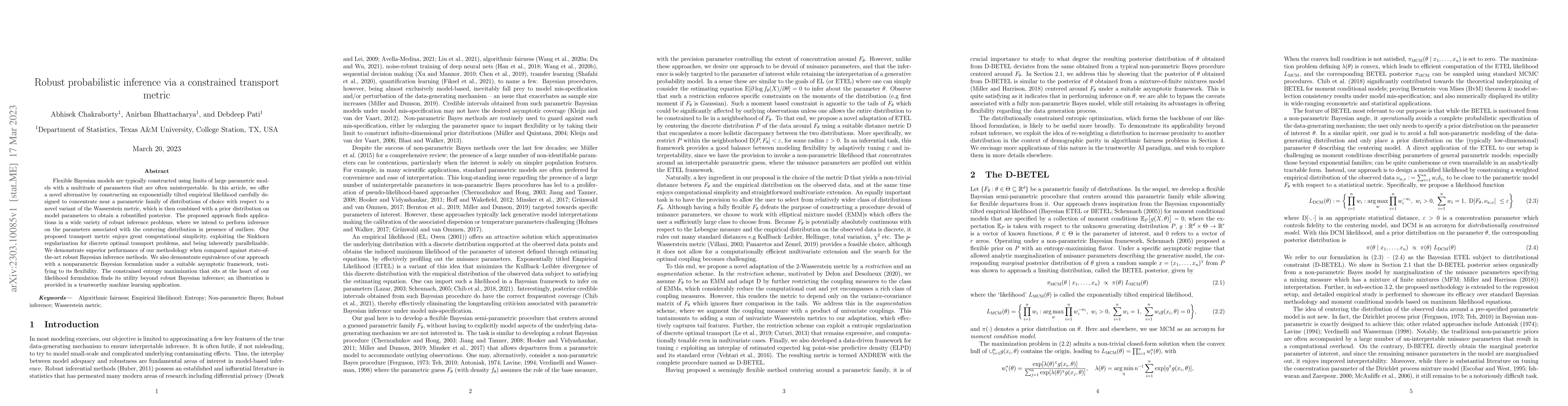 Thumbnail for Robust probabilistic inference via a constrained transport metric