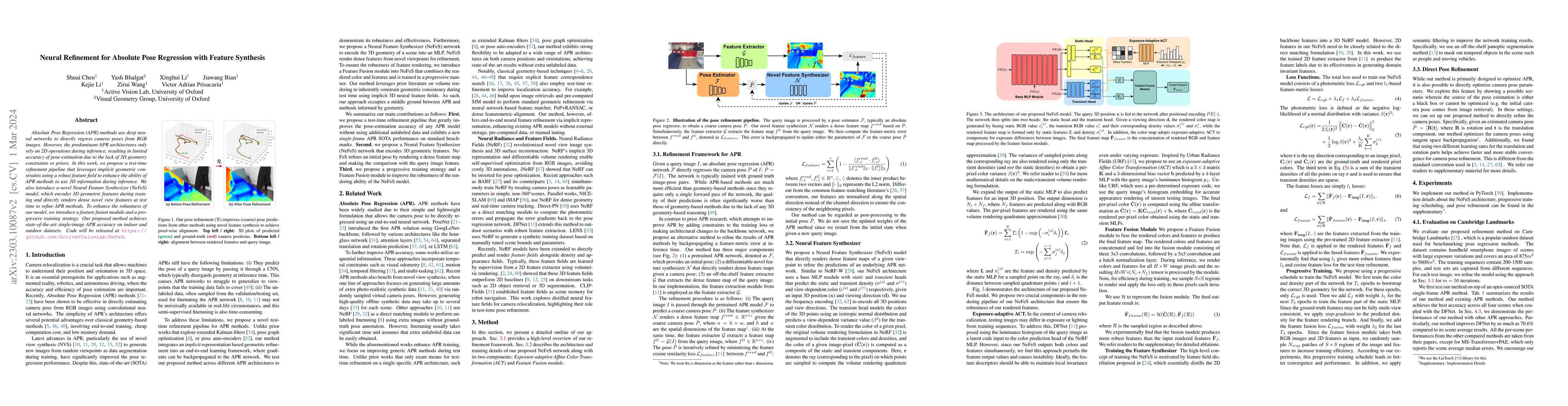 Thumbnail for Neural Refinement for Absolute Pose Regression with Feature Synthesis