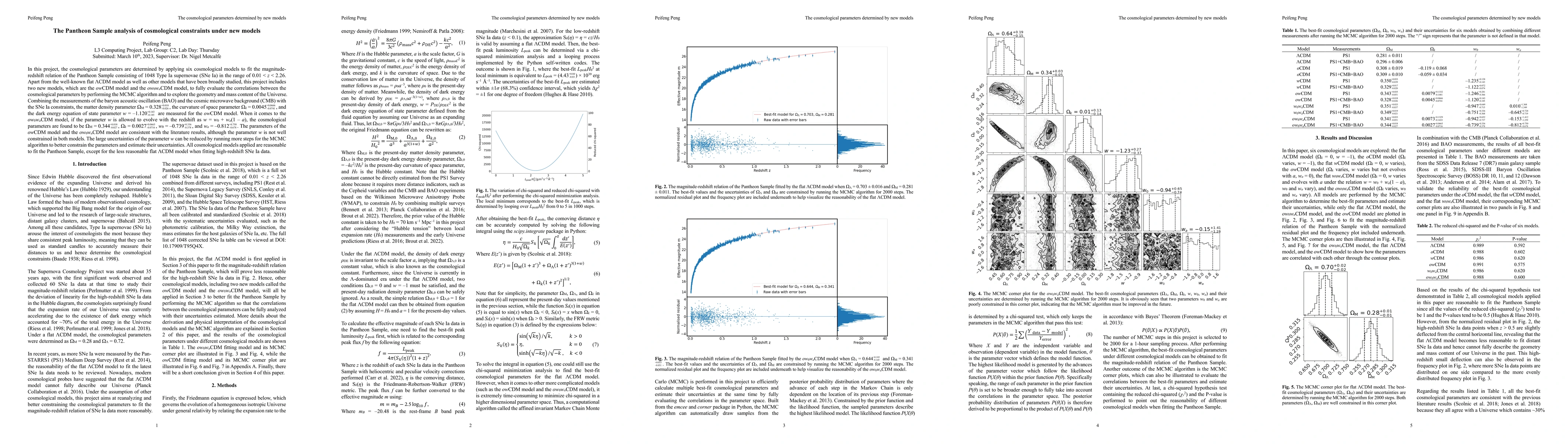 Thumbnail for The Pantheon Sample analysis of cosmological constraints under new
  models