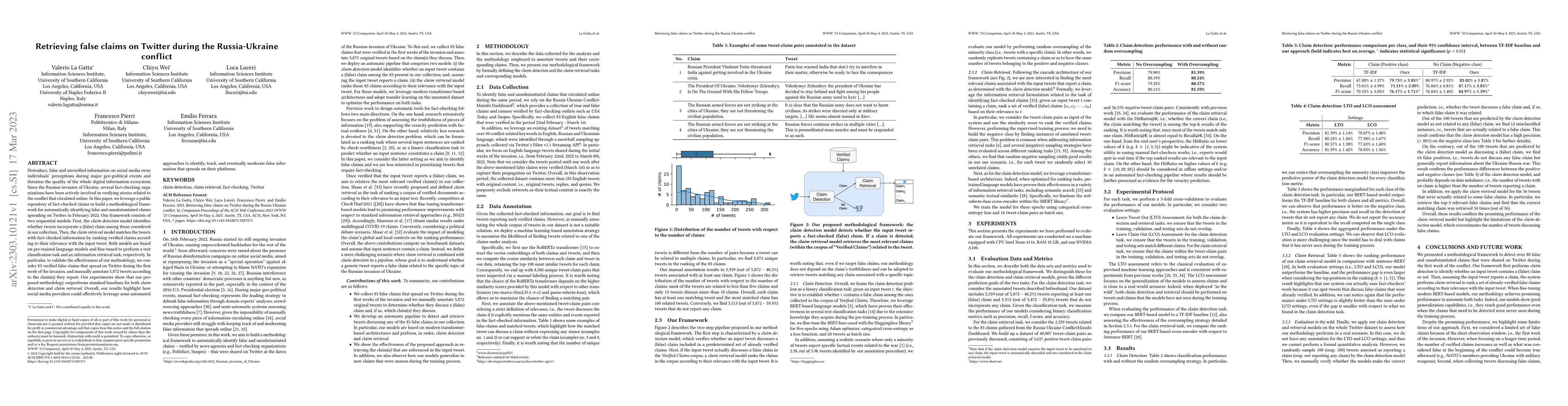 Thumbnail for Retrieving false claims on Twitter during the Russia-Ukraine conflict