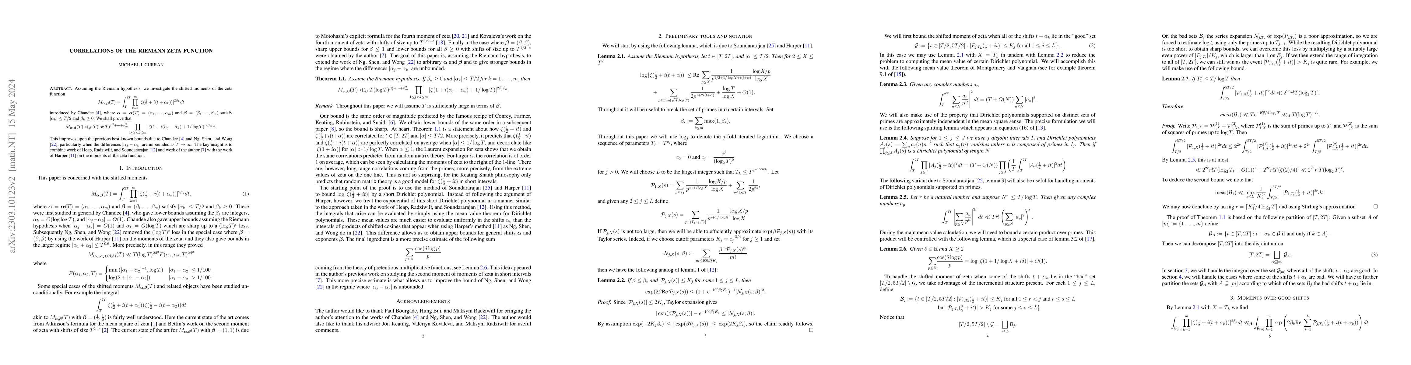 Thumbnail for Correlations of the Riemann zeta function