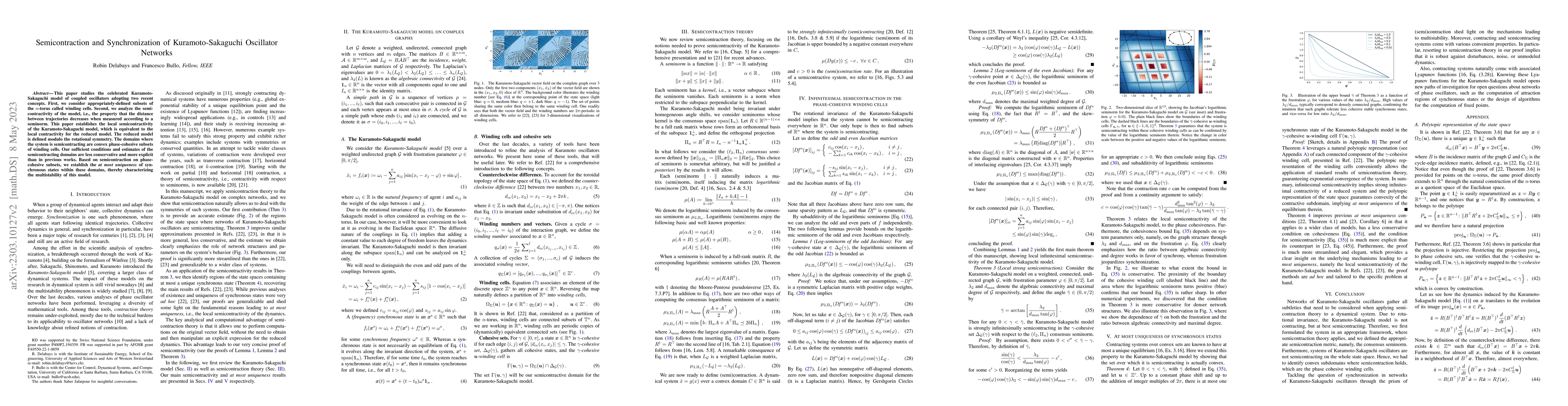 Thumbnail for Semicontraction and Synchronization of Kuramoto-Sakaguchi Oscillator
  Networks
