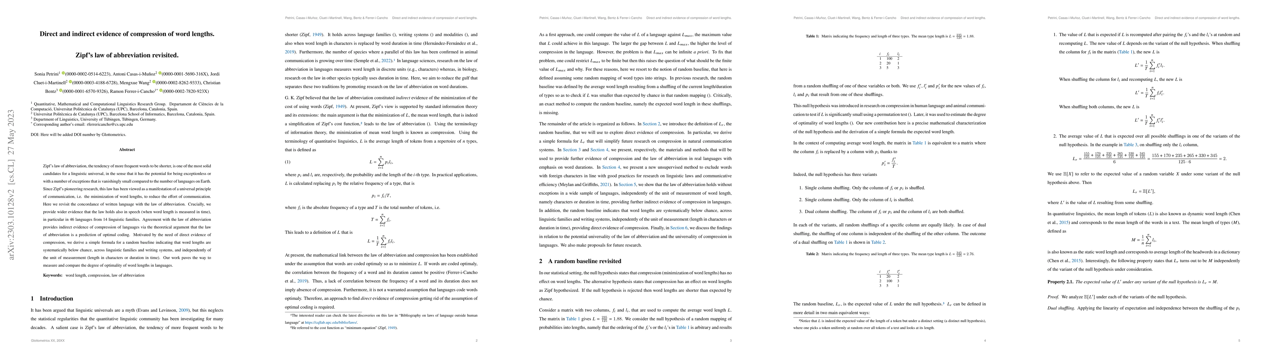 Thumbnail for Direct and indirect evidence of compression of word lengths. Zipf's law
  of abbreviation revisited