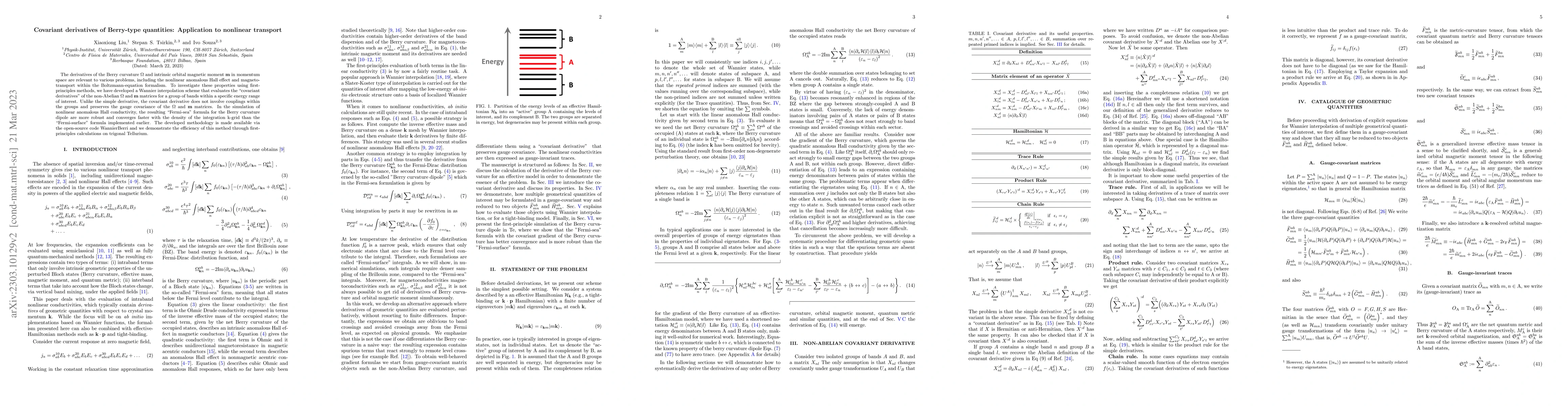Thumbnail for Covariant derivatives of Berry-type quantities: Application to nonlinear
  transport