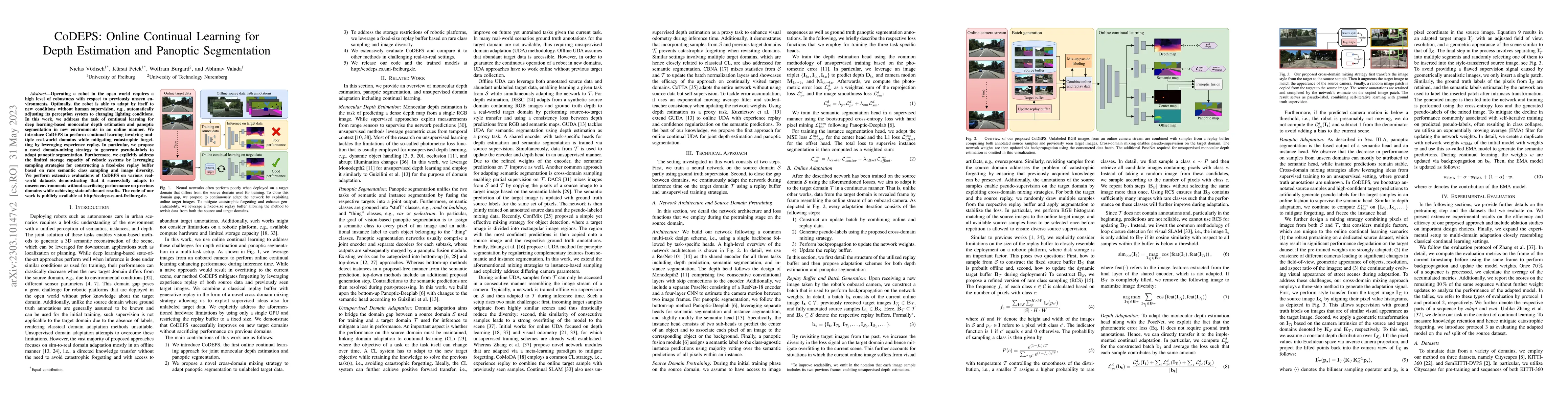 Thumbnail for CoDEPS: Online Continual Learning for Depth Estimation and Panoptic
  Segmentation