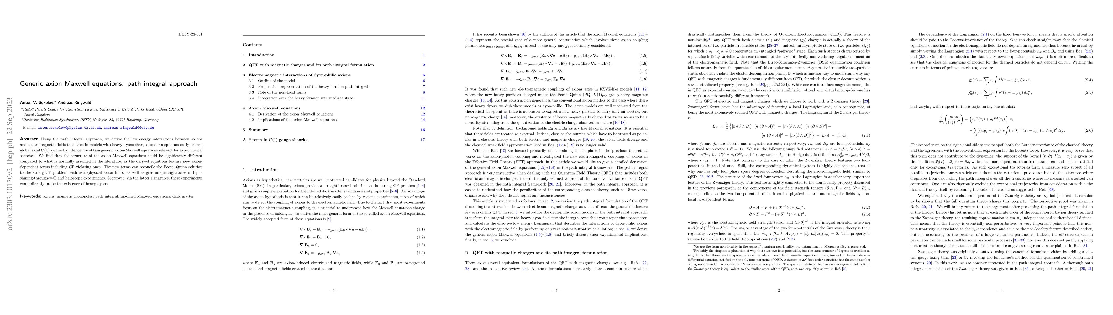 Thumbnail for Generic axion Maxwell equations: path integral approach