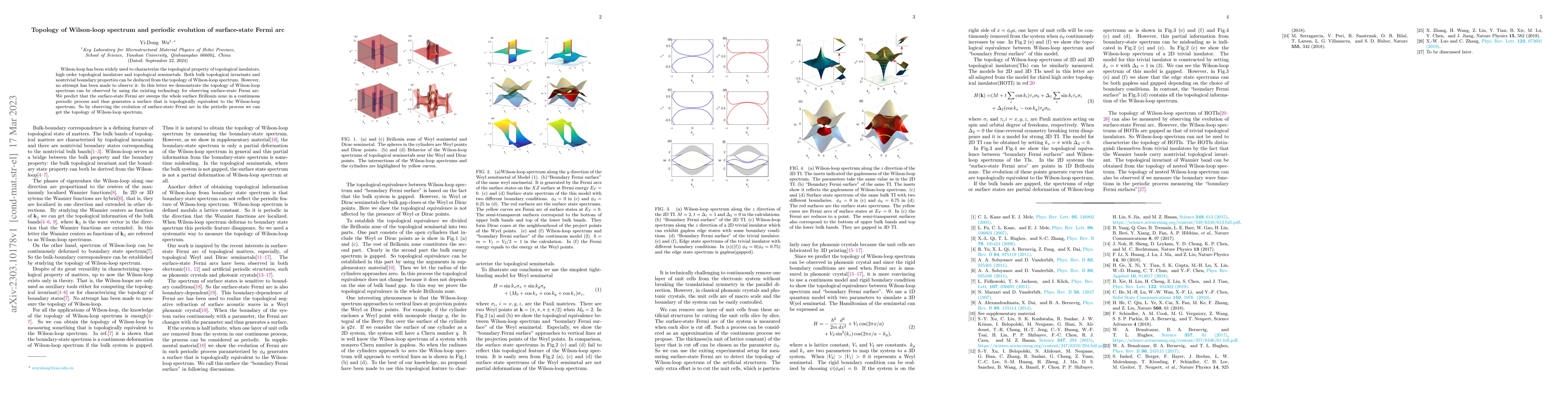Thumbnail for Topology of Wilson-loop spectrum and periodic evolution of surface-state
  Fermi arc