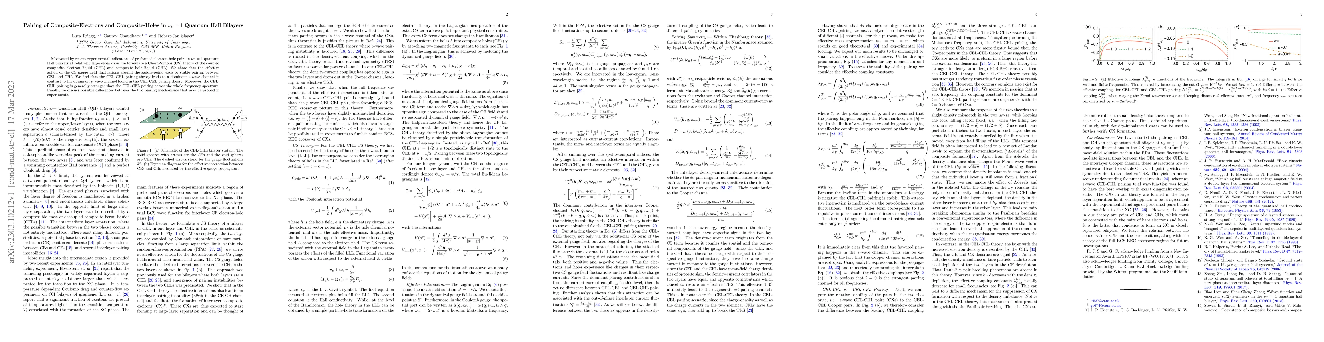 Thumbnail for Pairing of Composite-Electrons and Composite-Holes in $\nu_T=1$ Quantum
  Hall Bilayers