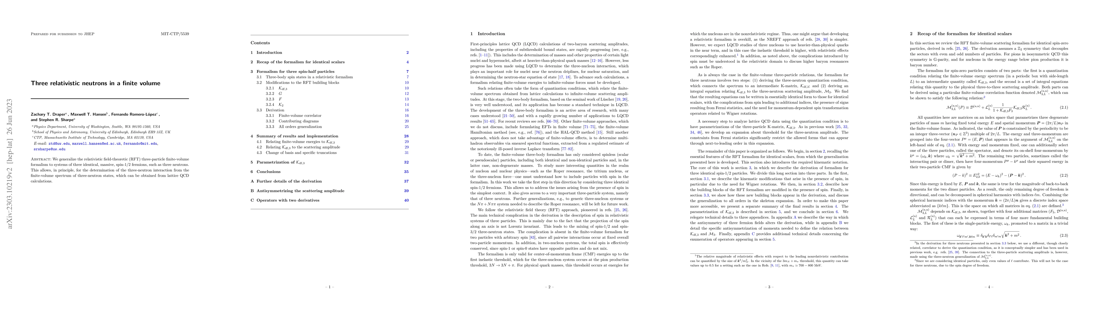 Thumbnail for Three relativistic neutrons in a finite volume