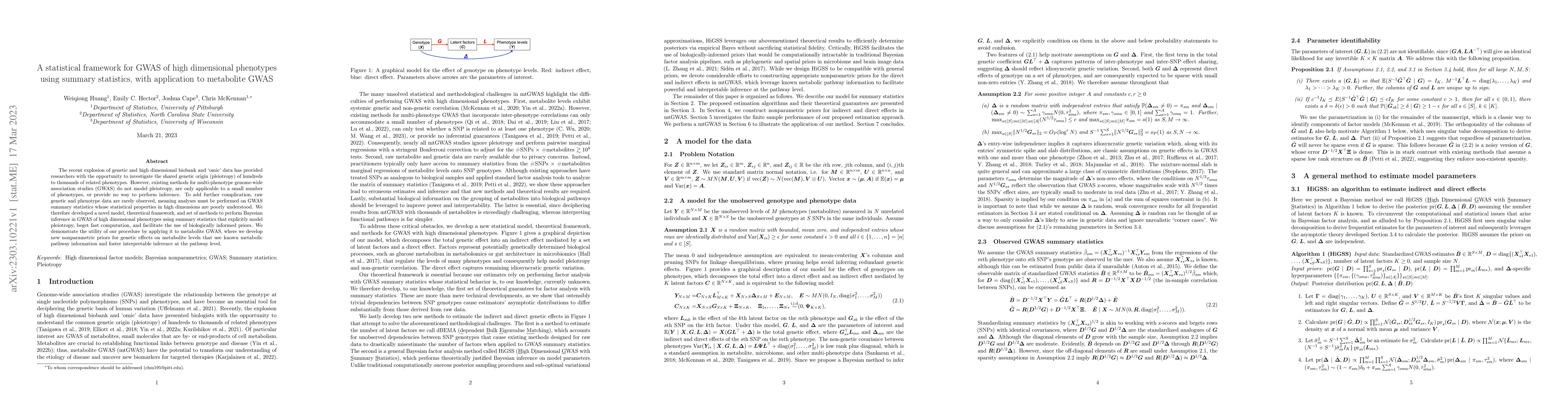 Thumbnail for A statistical framework for GWAS of high dimensional phenotypes using
  summary statistics, with application to metabolite GWAS