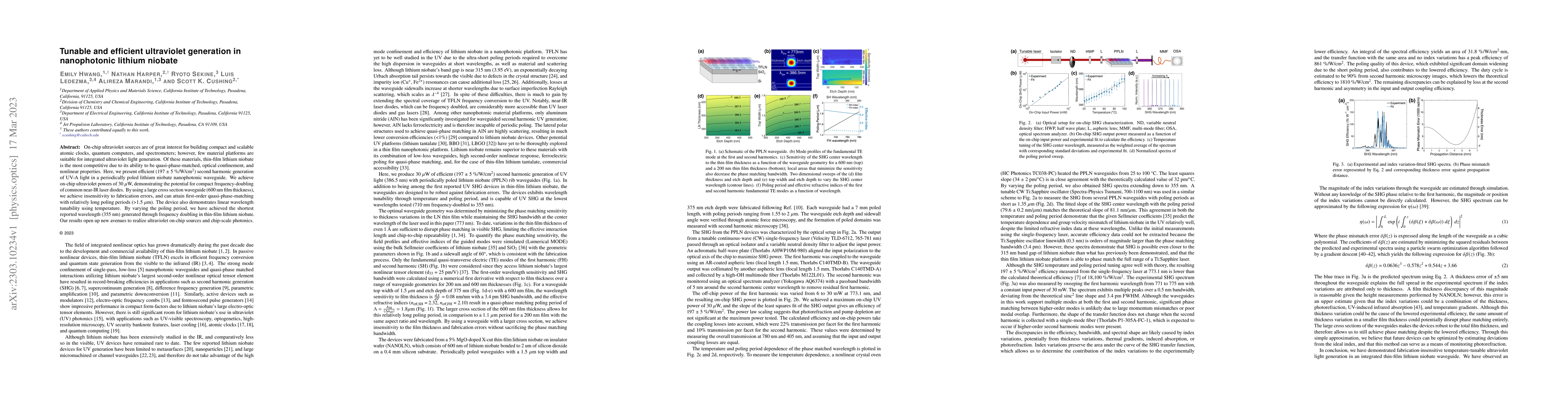 Thumbnail for Tunable and efficient ultraviolet generation in nanophotonic lithium
  niobate