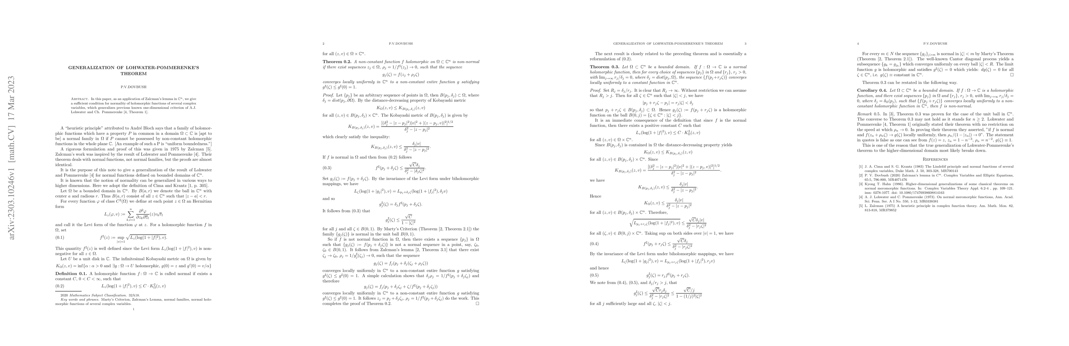 Thumbnail for Generalization of Lohwater-Pommerenke's Theorem