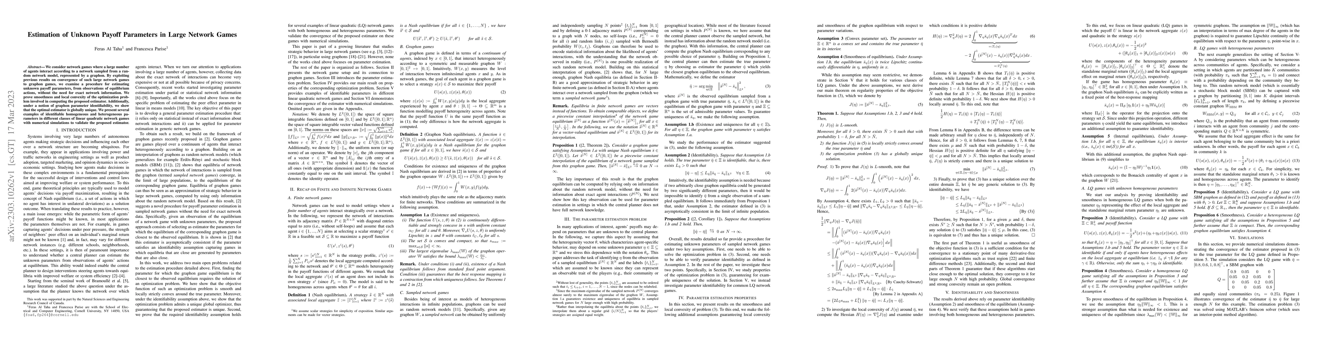 Thumbnail for Estimation of Unknown Payoff Parameters in Large Network Games