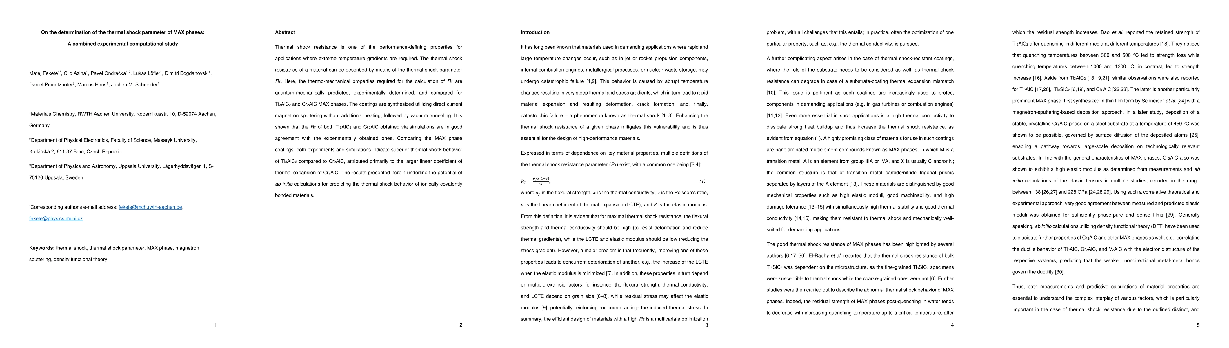 Thumbnail for On the determination of the thermal shock parameter of MAX phases: A
  combined experimental-computational study