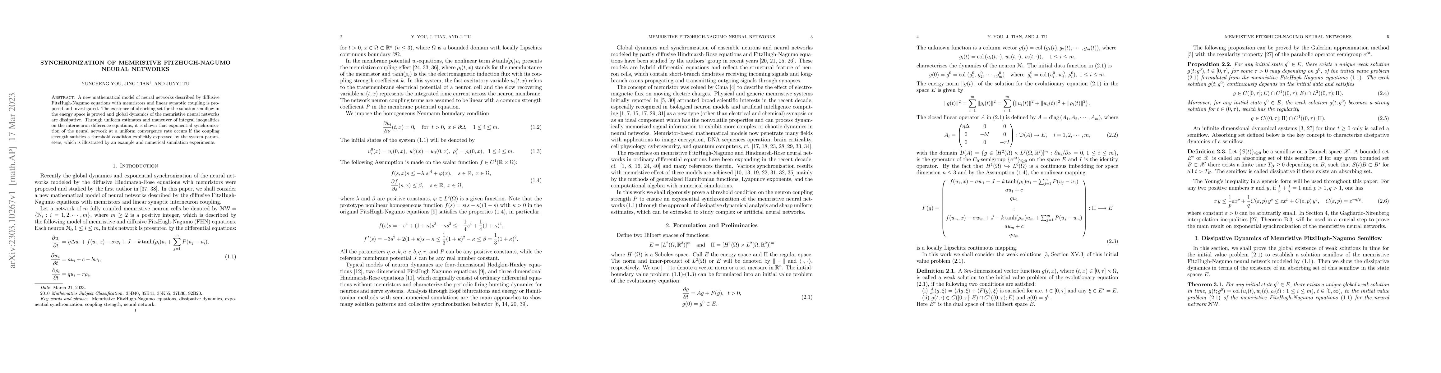 Thumbnail for Synchronization of Memristive FitzHugh-Nagumo Neural Networks
