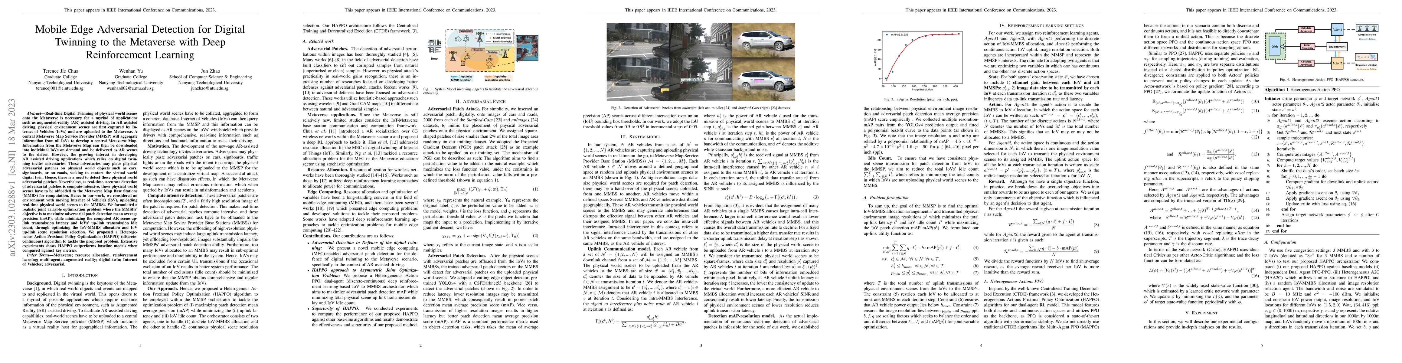 Thumbnail for Mobile Edge Adversarial Detection for Digital Twinning to the Metaverse
  with Deep Reinforcement Learning