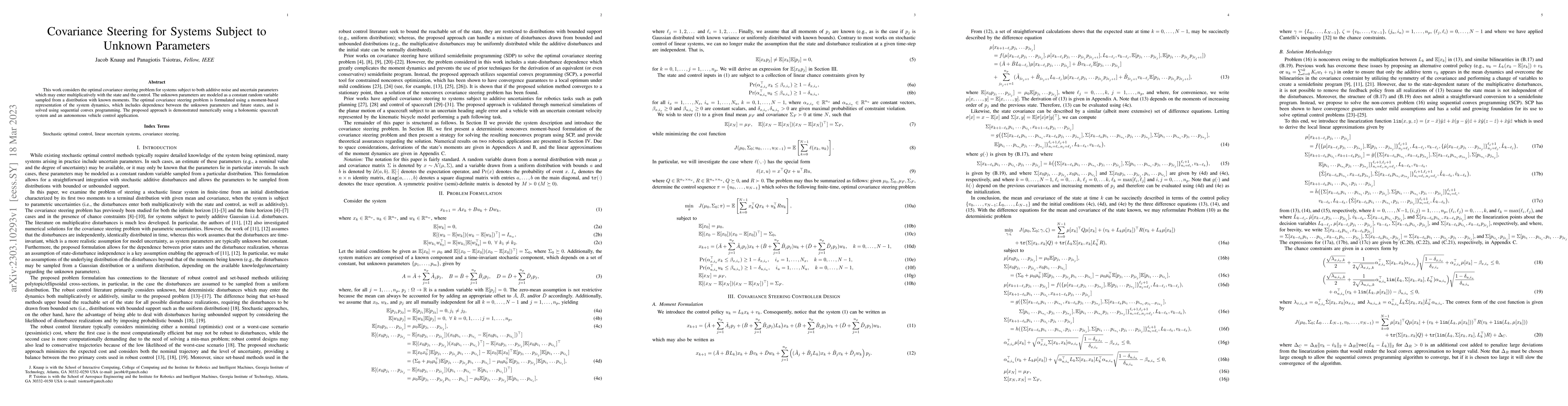 Thumbnail for Covariance Steering for Systems Subject to Unknown Parameters