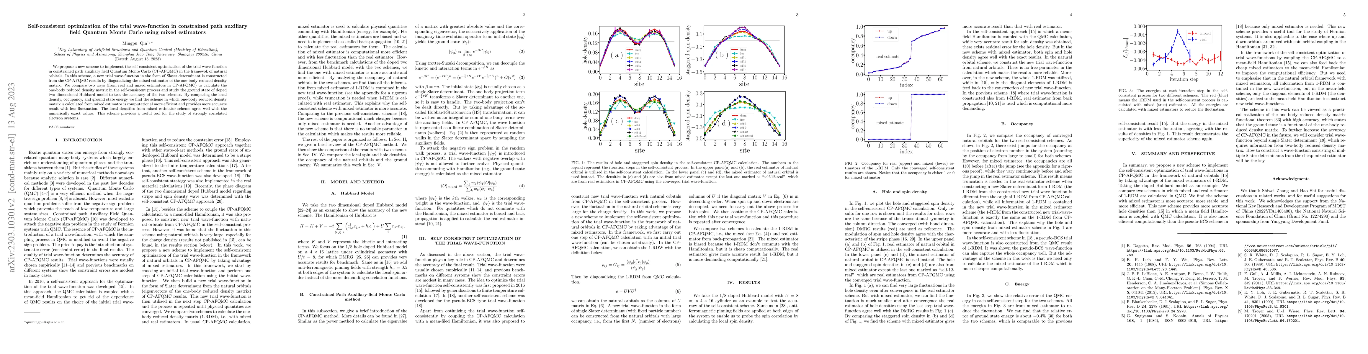 Thumbnail for Self-consistent optimization of the trial wave-function in constrained
  path auxiliary field Quantum Monte Carlo using mixed estimators