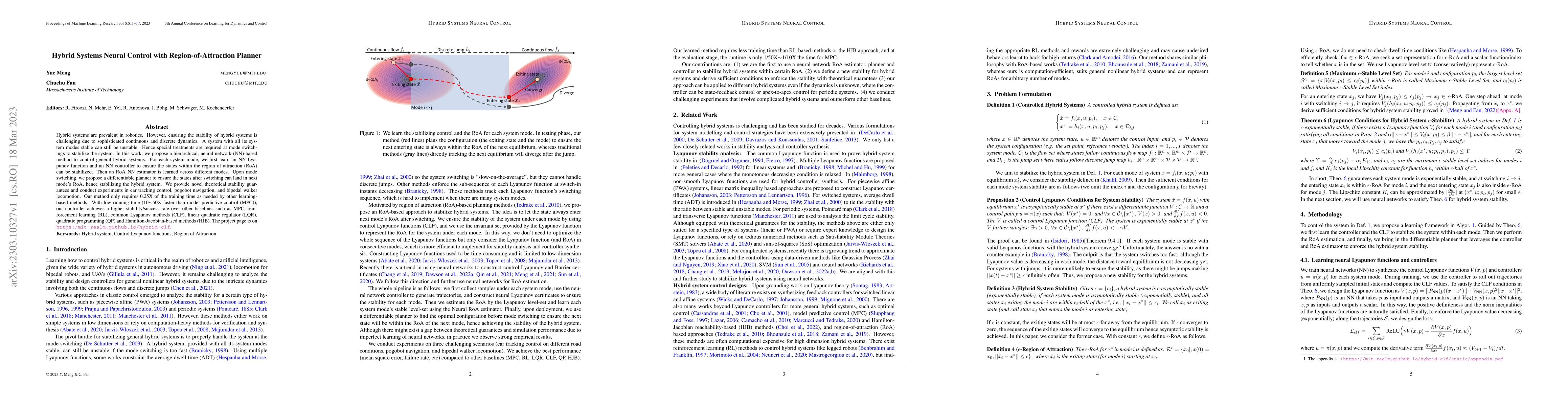 Thumbnail for Hybrid Systems Neural Control with Region-of-Attraction Planner