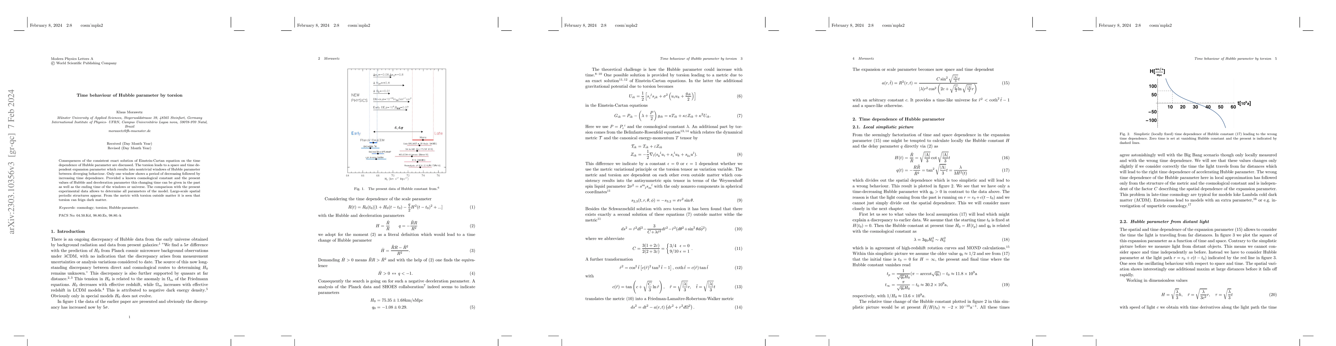 Thumbnail for Time behaviour of Hubble parameter by torsion