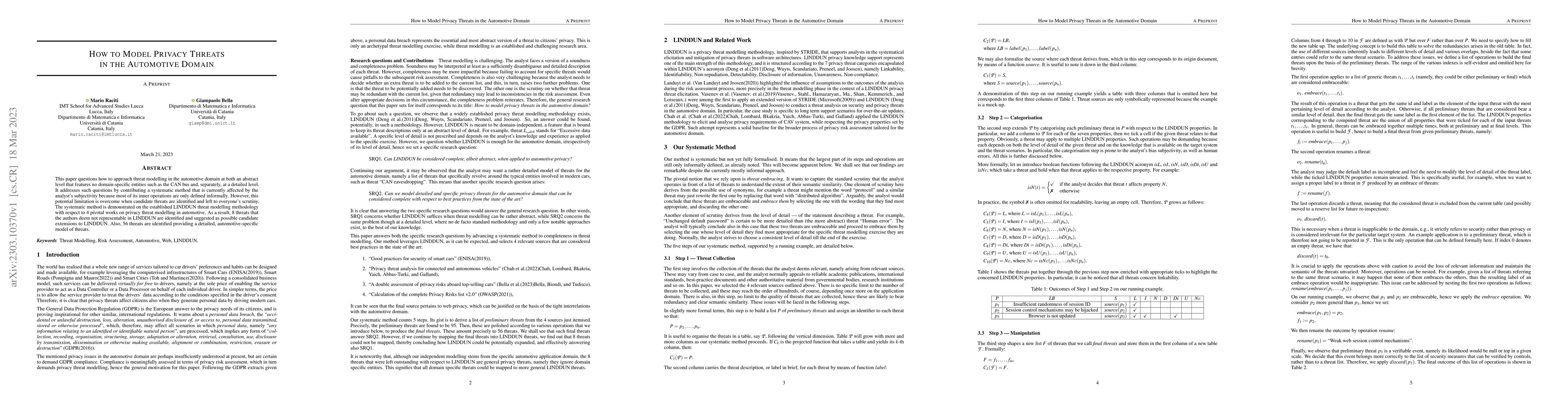 Thumbnail for How to Model Privacy Threats in the Automotive Domain