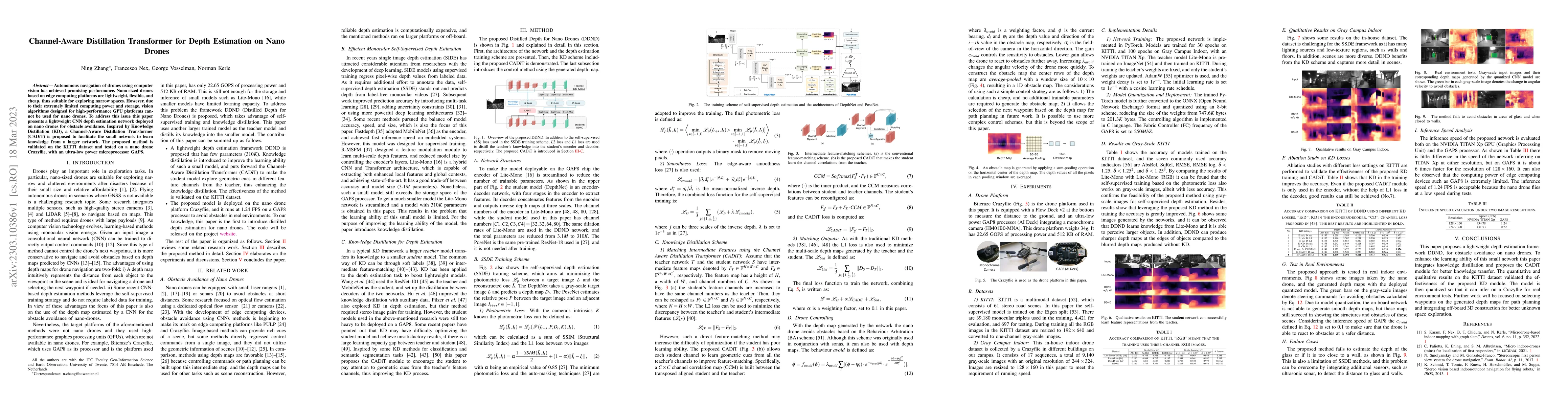Thumbnail for Channel-Aware Distillation Transformer for Depth Estimation on Nano
  Drones