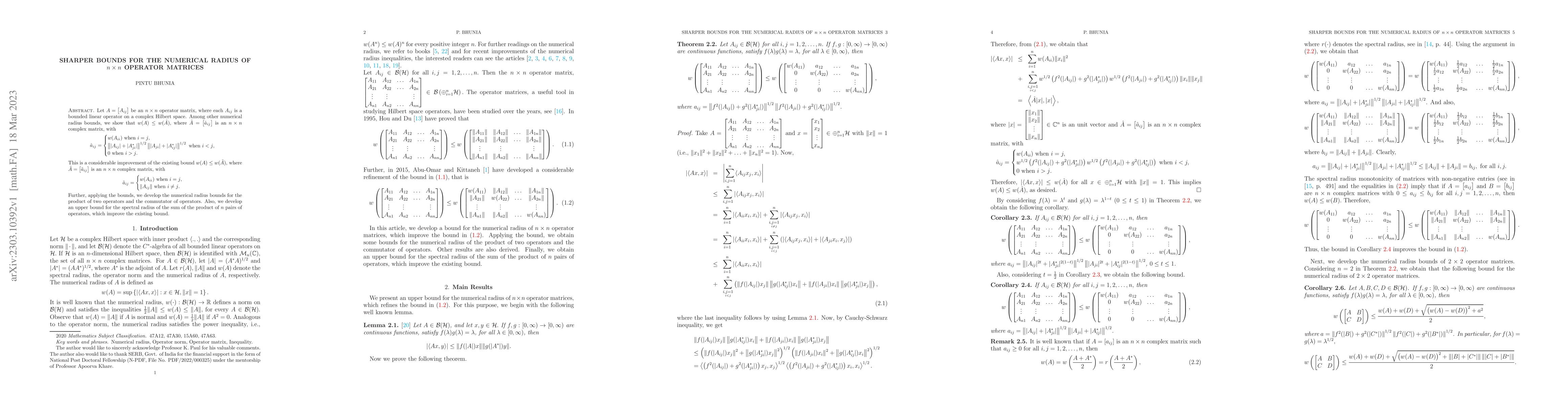 Thumbnail for Sharper bounds for the numerical radius of $ \lowercase{n}\times
  \lowercase{n}$ operator matrices