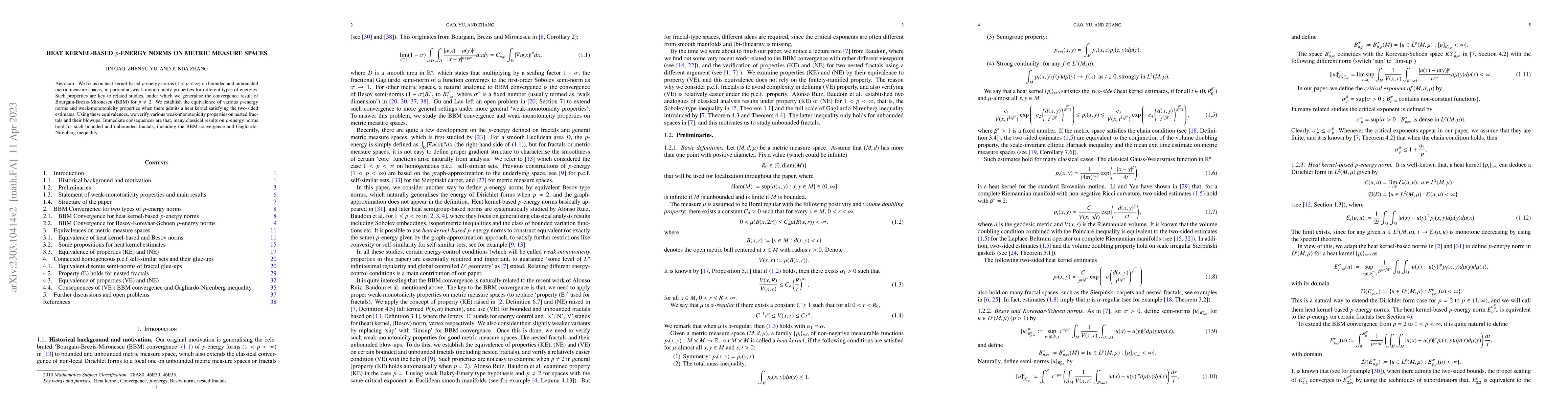 Thumbnail for Heat kernel-based p-energy norms on metric measure spaces