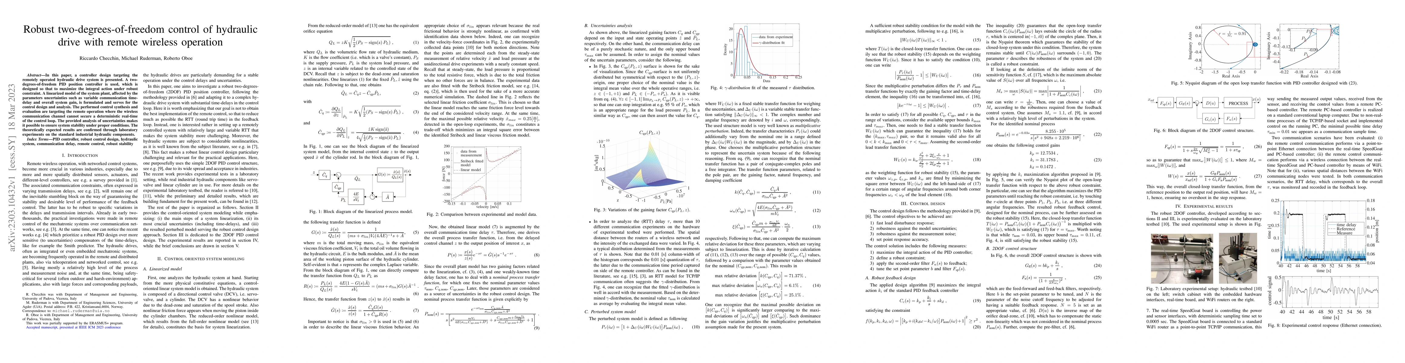 Thumbnail for Robust two-degrees-of-freedom control of hydraulic drive with remote
  wireless operation