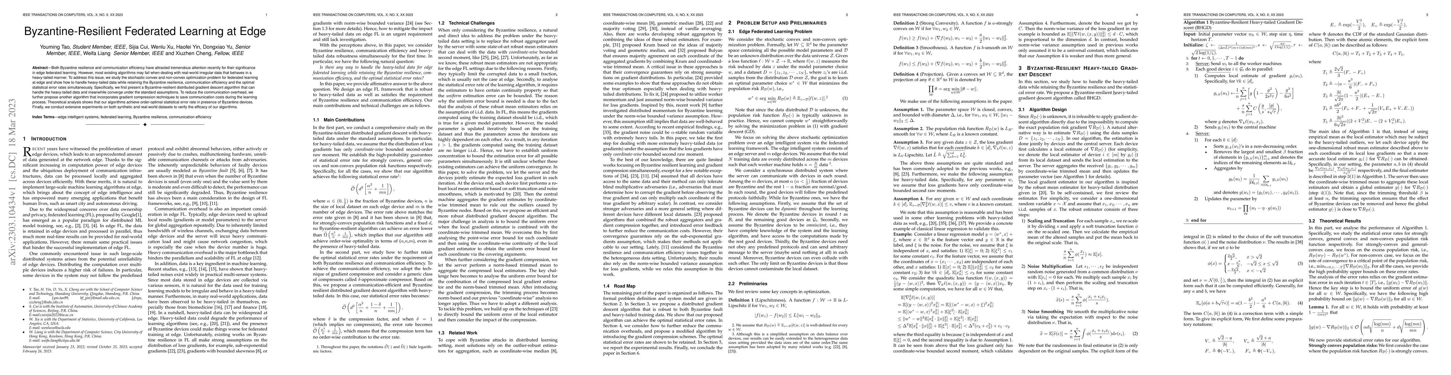 Thumbnail for Byzantine-Resilient Federated Learning at Edge