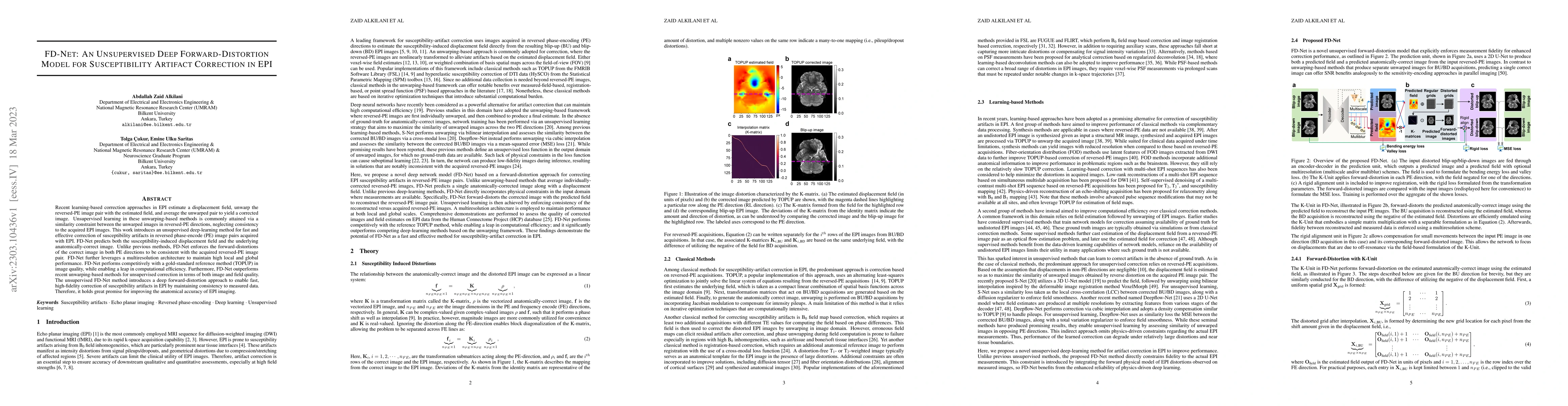 Thumbnail for FD-Net: An Unsupervised Deep Forward-Distortion Model for Susceptibility
  Artifact Correction in EPI