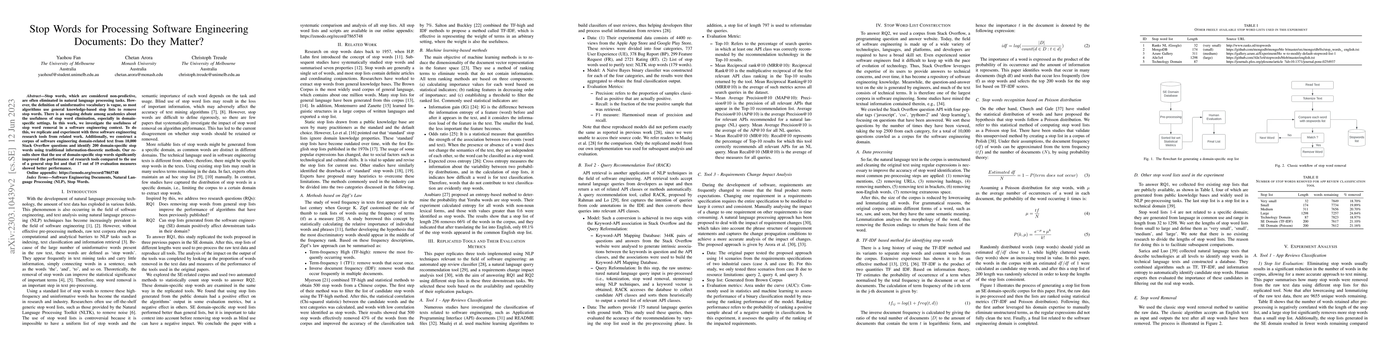 Thumbnail for Stop Words for Processing Software Engineering Documents: Do they
  Matter?