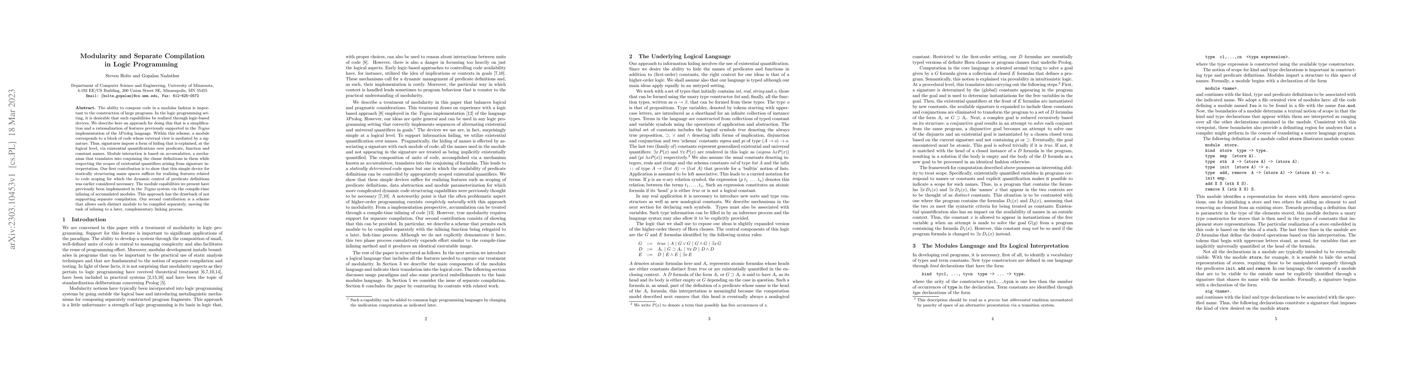 Thumbnail for Modularity and Separate Compilation in Logic Programming