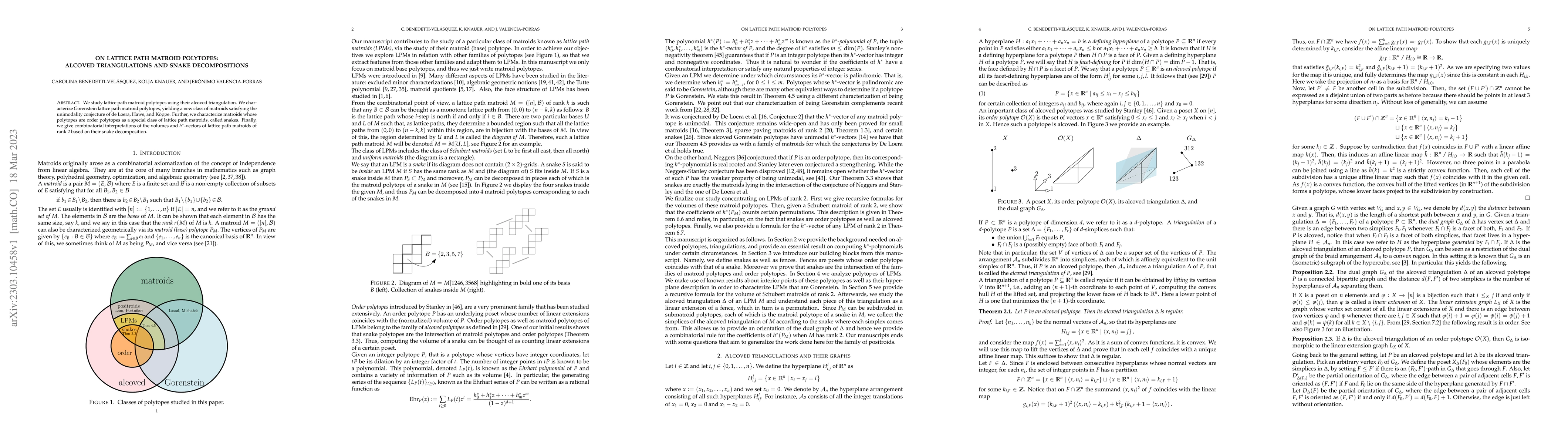 Thumbnail for On lattice path matroid polytopes: alcoved triangulations and snake
  decompositions