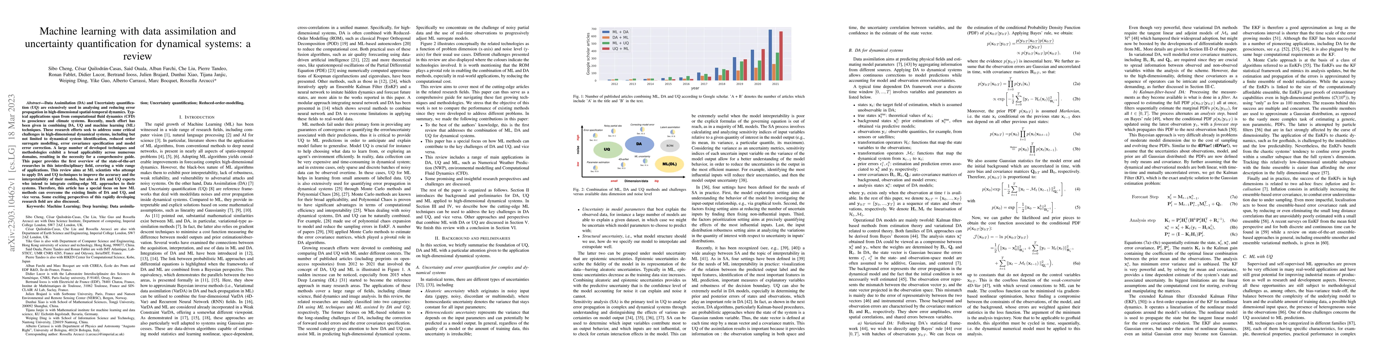 Thumbnail for Machine learning with data assimilation and uncertainty quantification
  for dynamical systems: a review