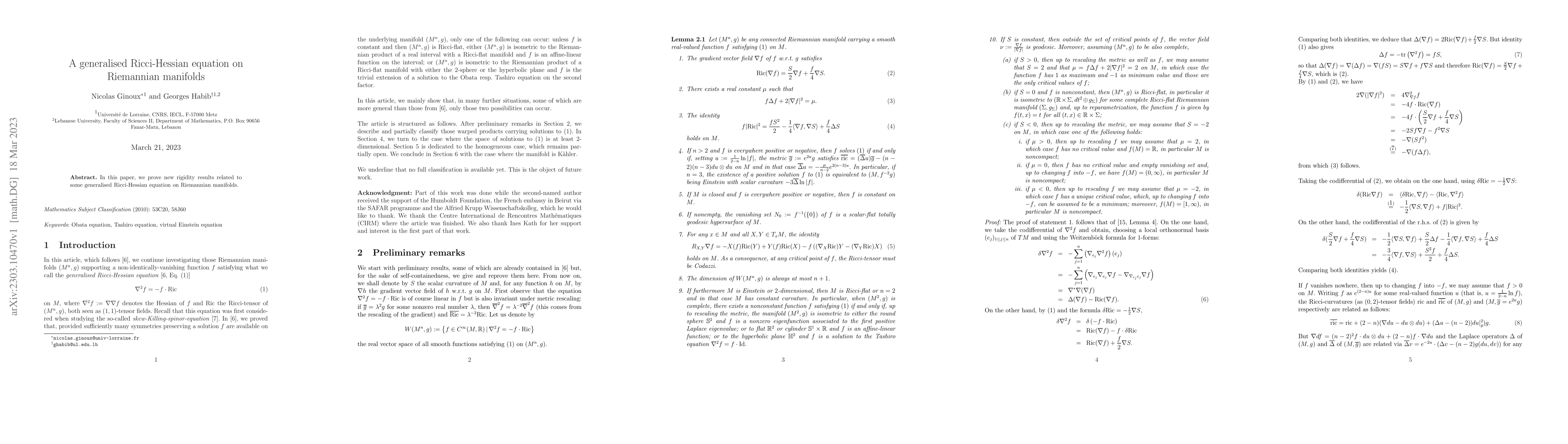 Thumbnail for A generalised Ricci-Hessian equation on Riemannian manifolds