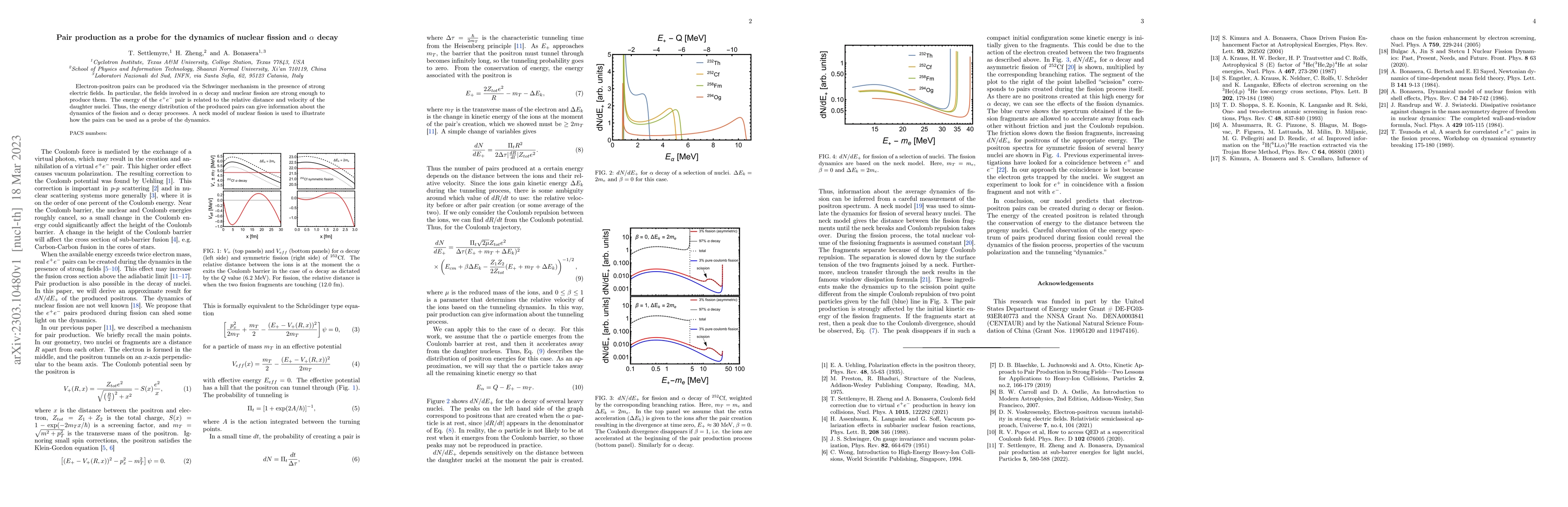 Thumbnail for Pair production as a probe for the dynamics of nuclear fission and
  $\alpha$ decay