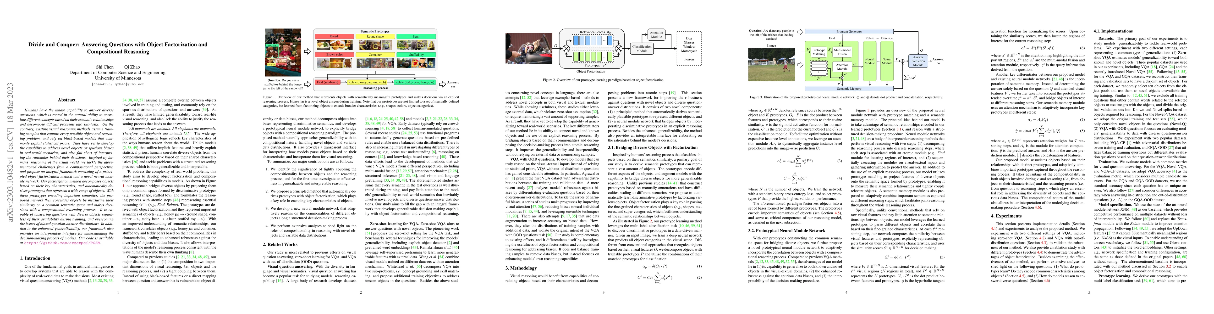 Thumbnail for Divide and Conquer: Answering Questions with Object Factorization and
  Compositional Reasoning