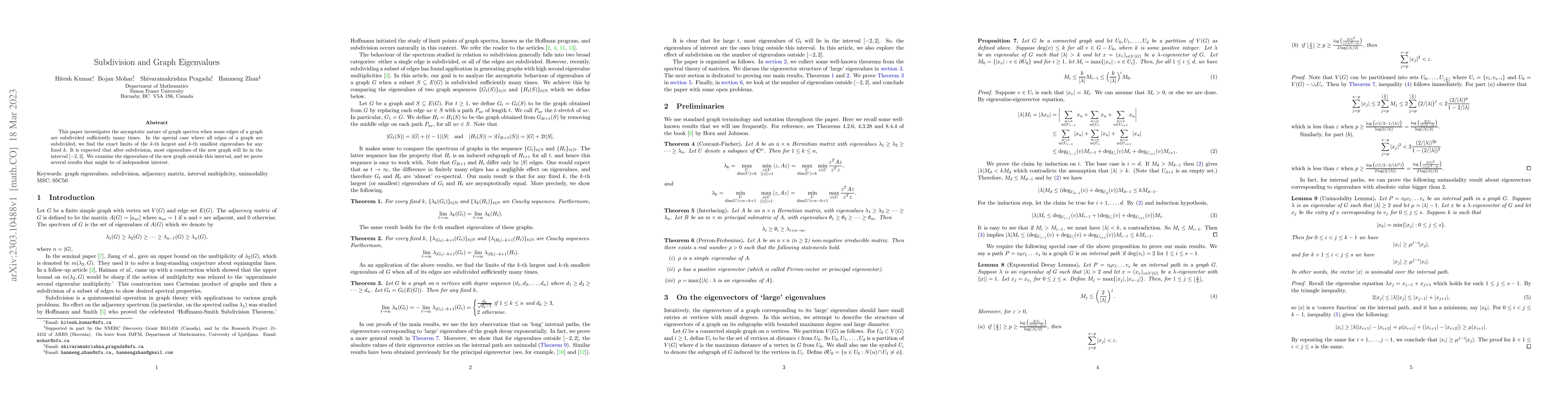 Thumbnail for Subdivision and Graph Eigenvalues