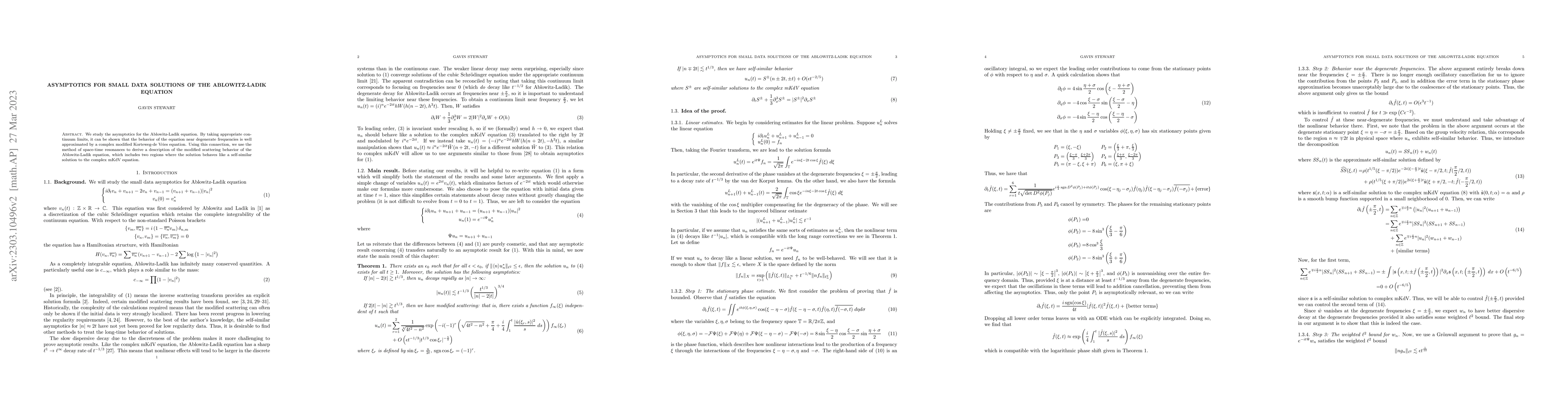 Thumbnail for Asymptotics for small data solutions of the Ablowitz-Ladik equation