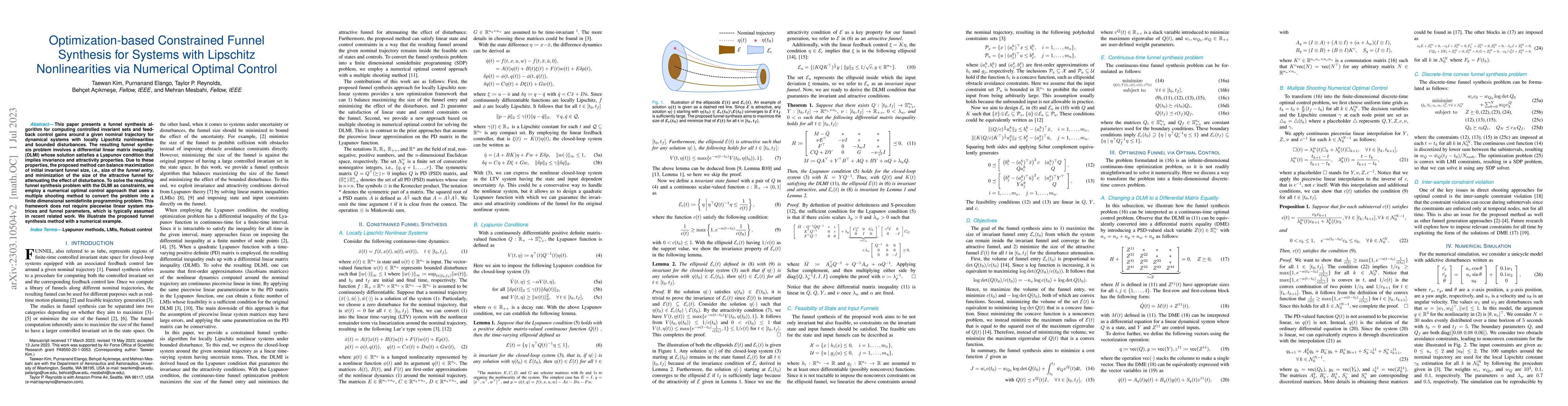 Thumbnail for Optimization-based Constrained Funnel Synthesis for Systems with
  Lipschitz Nonlinearities via Numerical Optimal Control