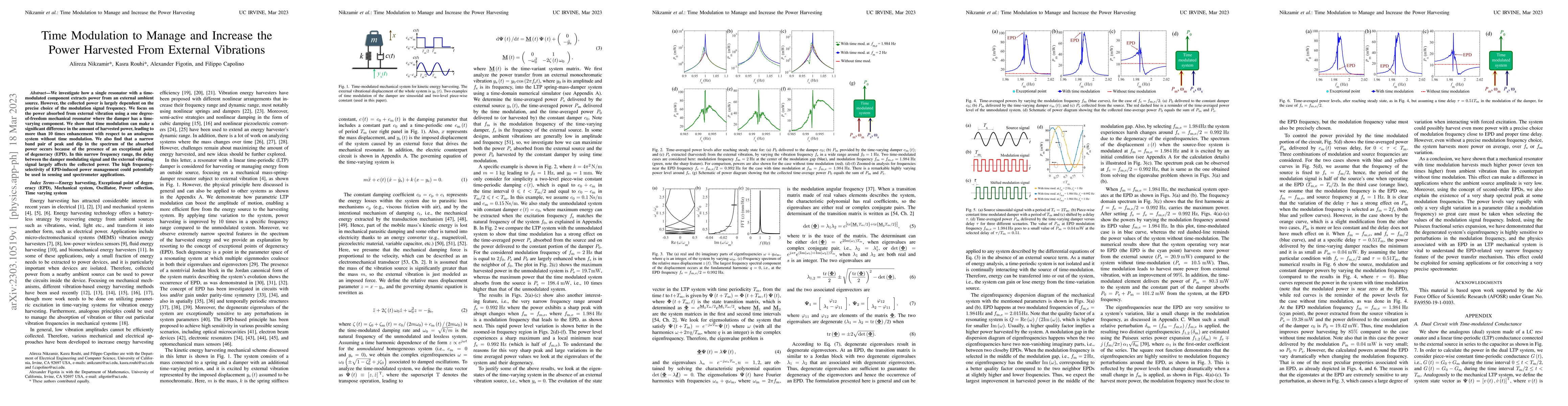 Thumbnail for Time Modulation to Manage and Increase the Power Harvested From External
  Vibrations