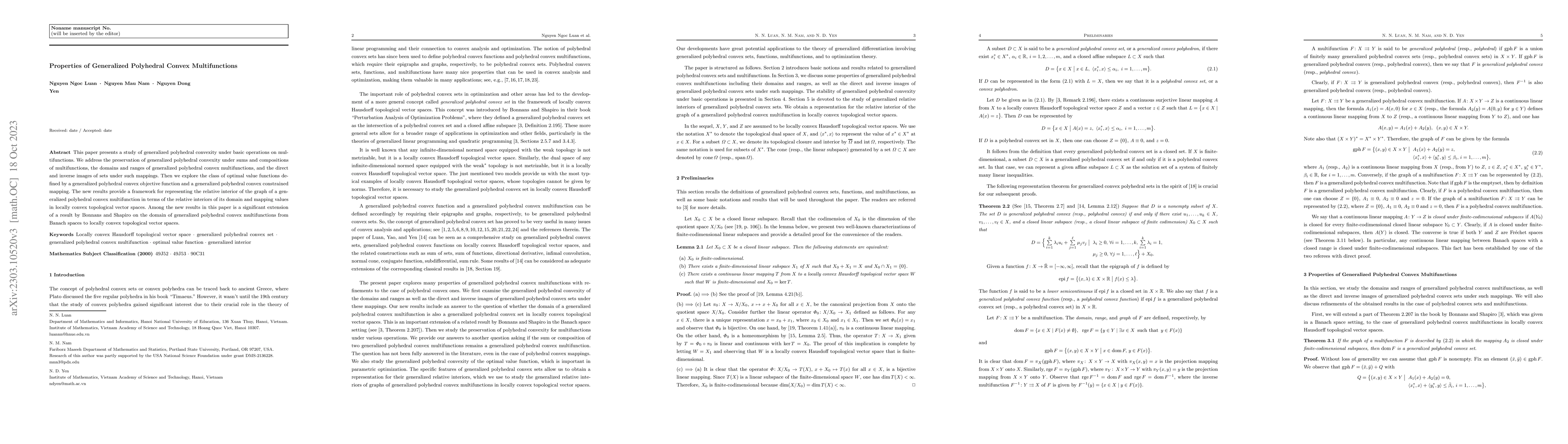 Thumbnail for Properties of Generalized Polyhedral Convex Multifunctions